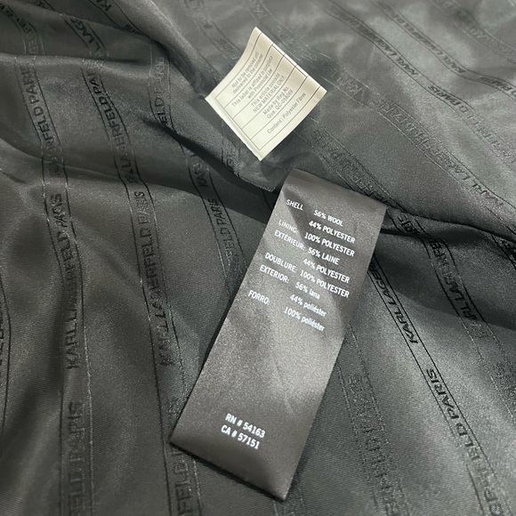 Karl Lagerfeld Paris Wool Stand Collar Coat | Medium | Navy - Picture 14 of 17